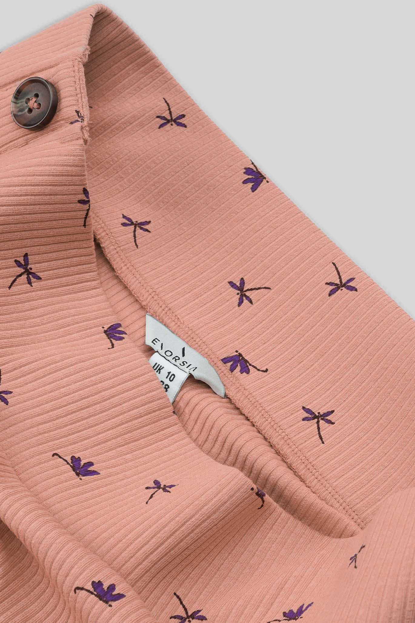 Side Button Split Ribbed Skirt