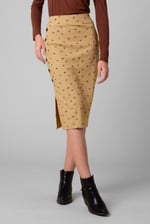 Side Button Split Ribbed Skirt