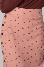 Side Button Split Ribbed Skirt