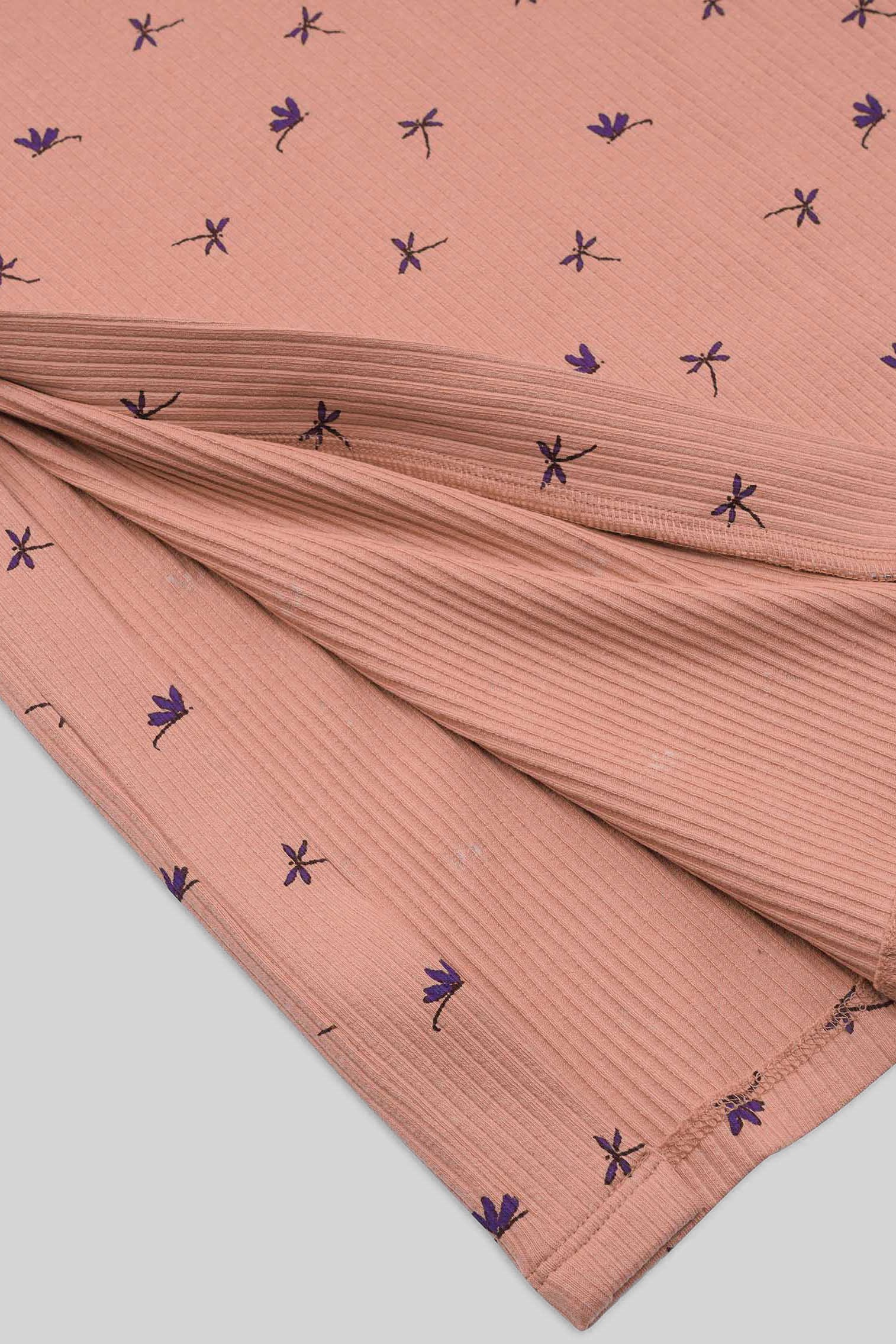 Side Button Split Ribbed Skirt