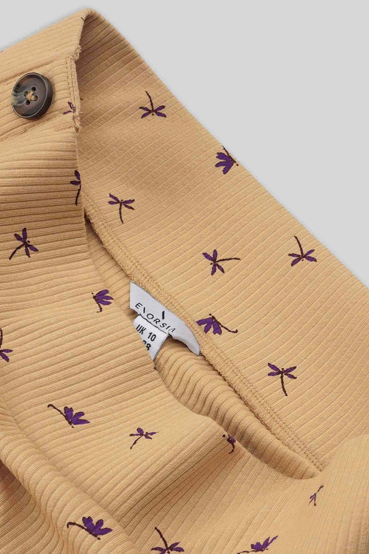 Side Button Split Ribbed Skirt