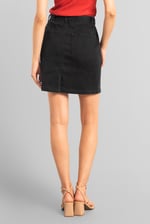 Belted Denim With Front Slit Mini Skirt