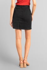 Belted Denim With Front Slit Mini Skirt