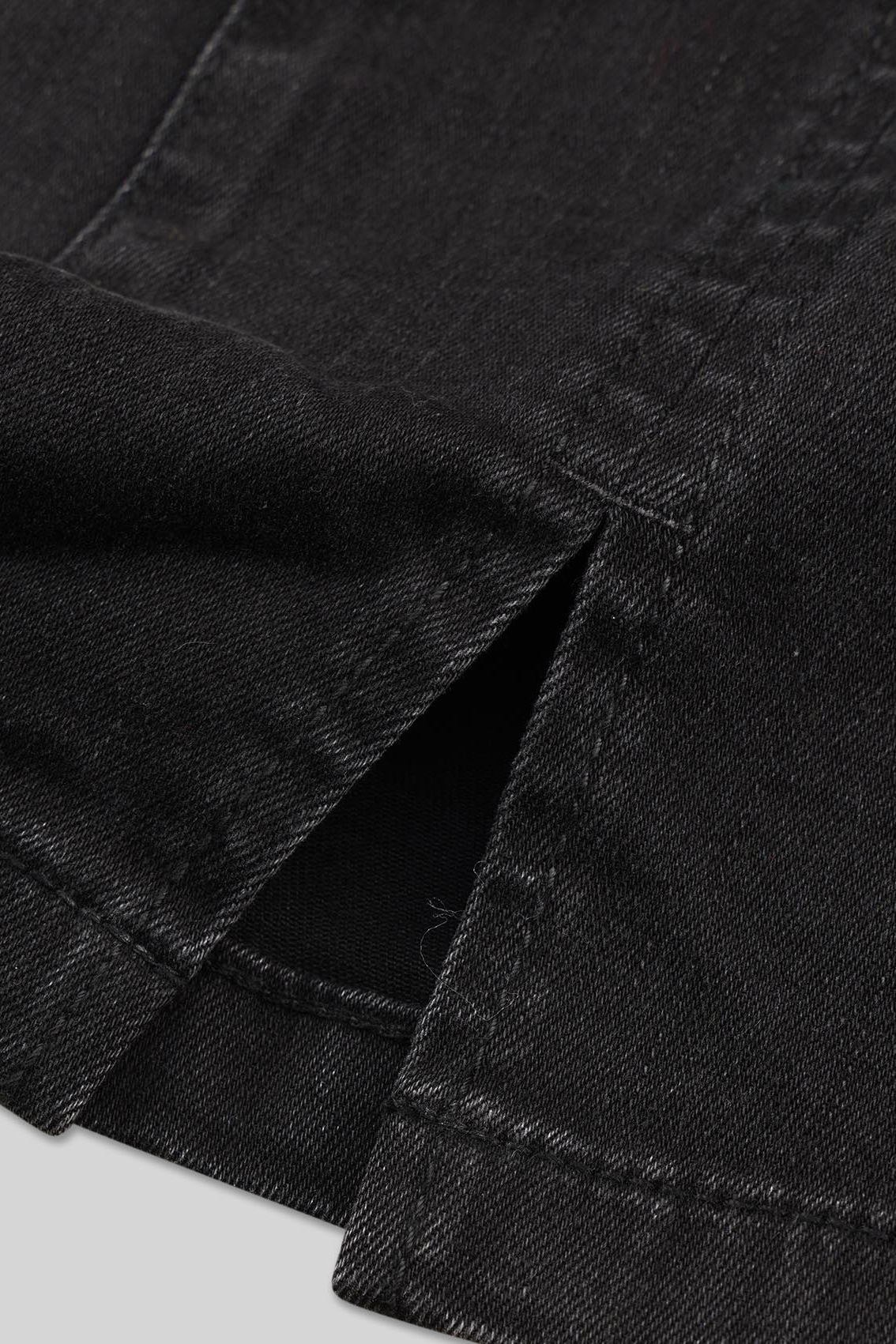 Belted Denim With Front Slit Mini Skirt