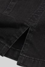 Belted Denim With Front Slit Mini Skirt