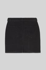 Belted Denim With Front Slit Mini Skirt