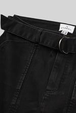 Belted Denim With Front Slit Mini Skirt