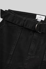 Belted Denim With Front Slit Mini Skirt