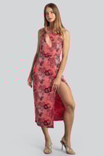 One Shoulder Floral Printed Maxi Dress