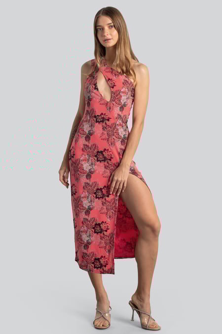 Green One Shoulder Floral Printed Maxi Dress