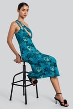 One Shoulder Floral Printed Maxi Dress