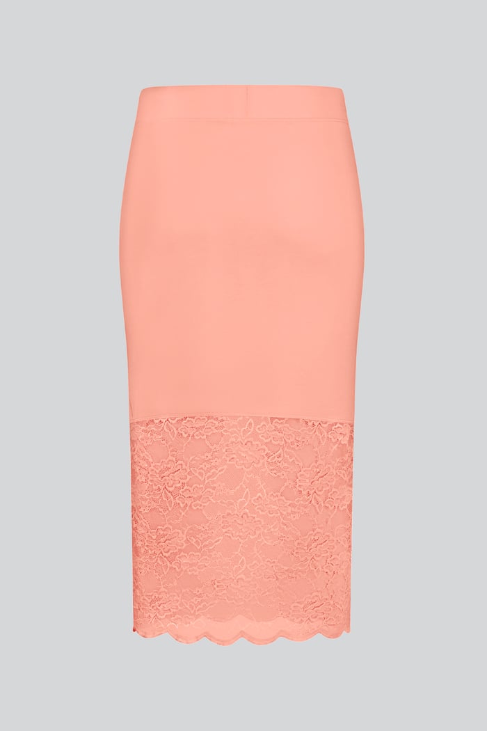 Lace Tiered Button Detail Midi Skirt