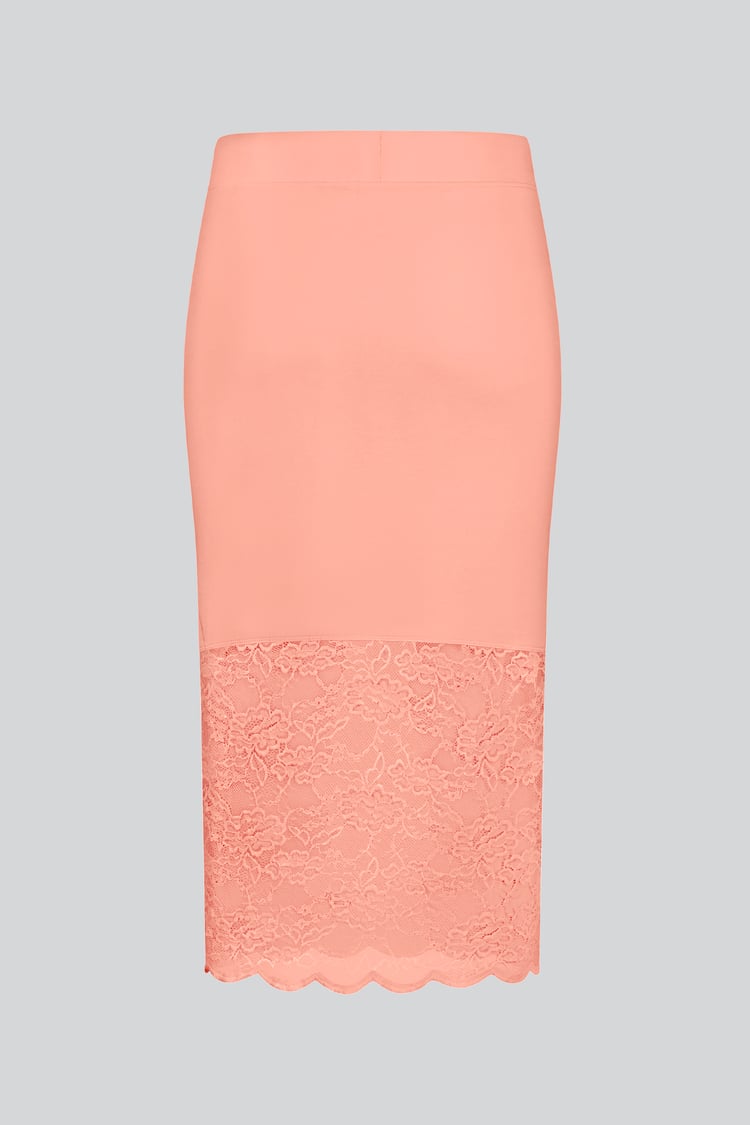 Lace Tiered Button Detail Midi Skirt