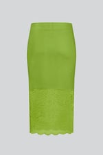 Lace Tiered Button Detail Midi Skirt