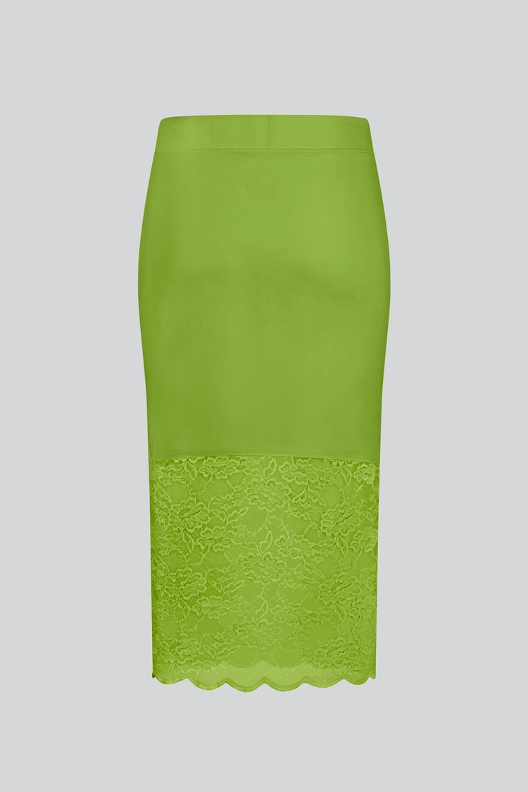 Lace Tiered Button Detail Midi Skirt