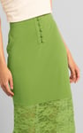 Lace Tiered Button Detail Midi Skirt