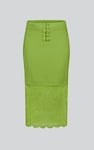 Lace Tiered Button Detail Midi Skirt