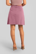 Button-Trimmed Pleated Mini Skirt