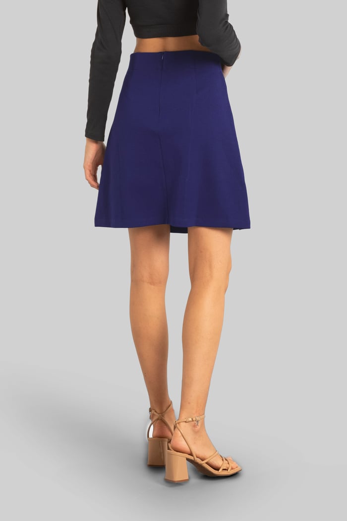 Button-Trimmed Pleated Mini Skirt