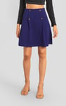 Button-Trimmed Pleated Mini Skirt