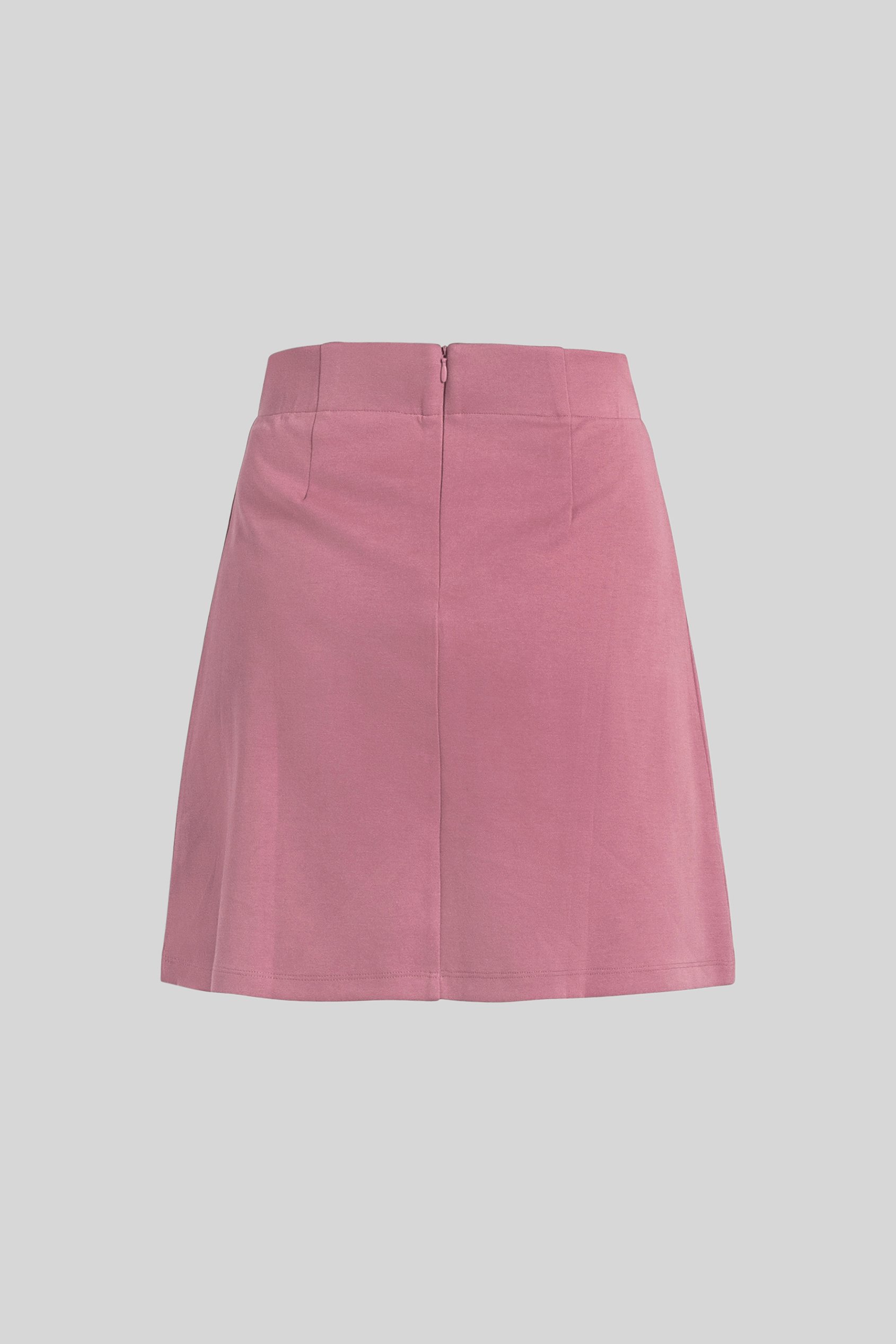 Button-Trimmed Pleated Mini Skirt