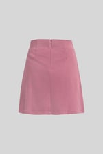 Button-Trimmed Pleated Mini Skirt
