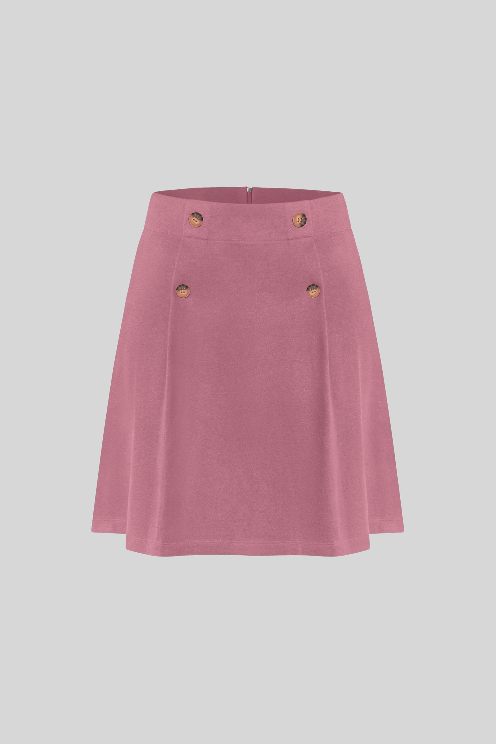 Button-Trimmed Pleated Mini Skirt