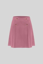Button-Trimmed Pleated Mini Skirt