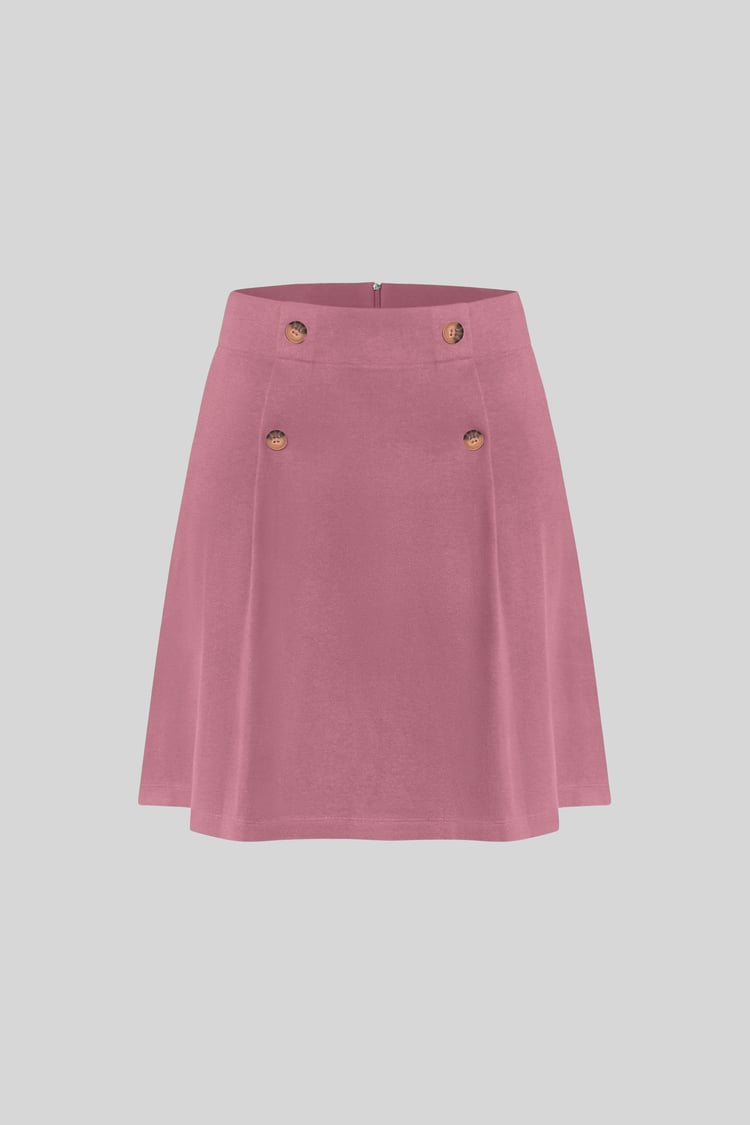 Button-Trimmed Pleated Mini Skirt