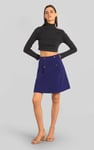 Button-Trimmed Pleated Mini Skirt