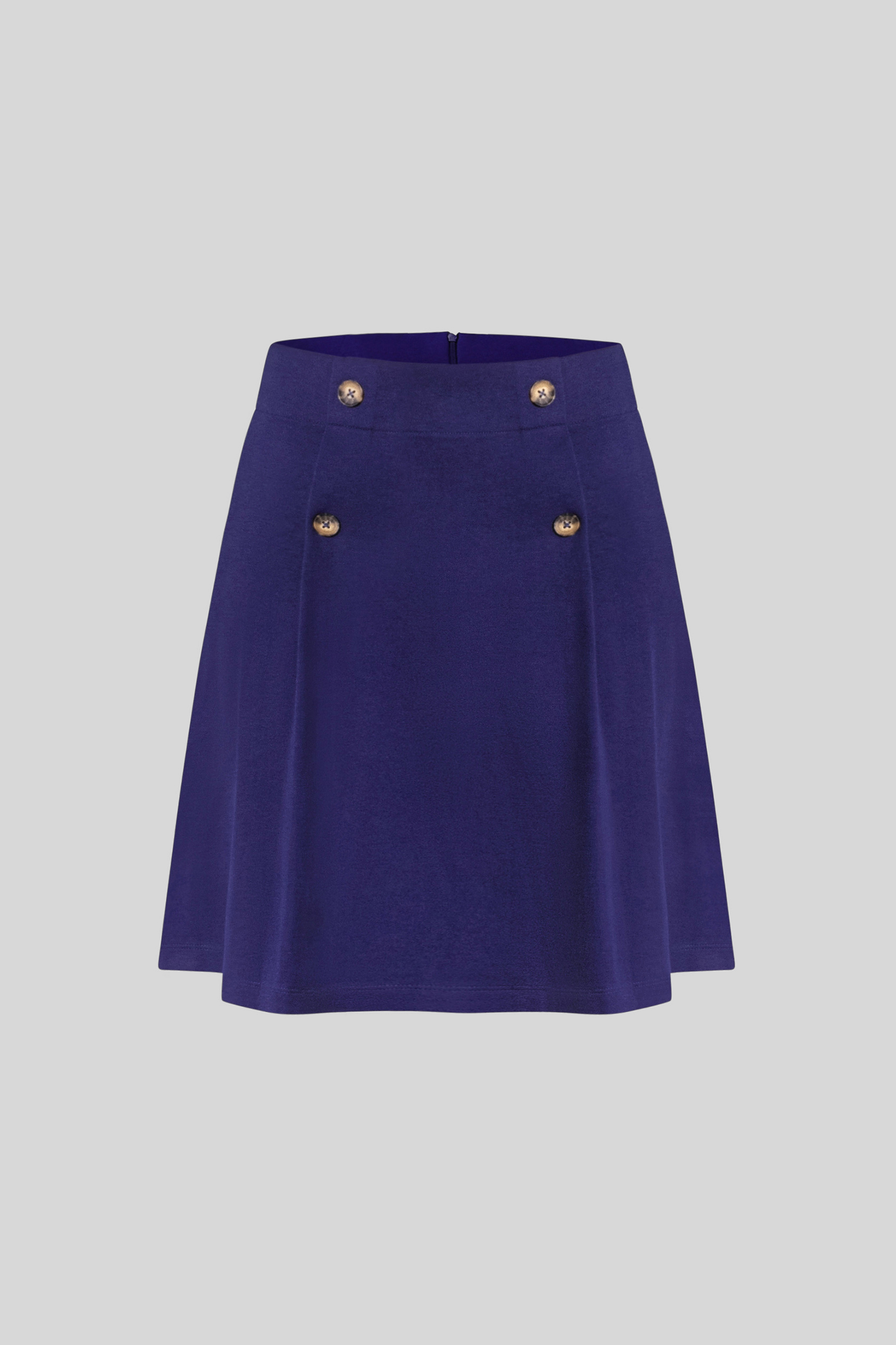 Button-Trimmed Pleated Mini Skirt