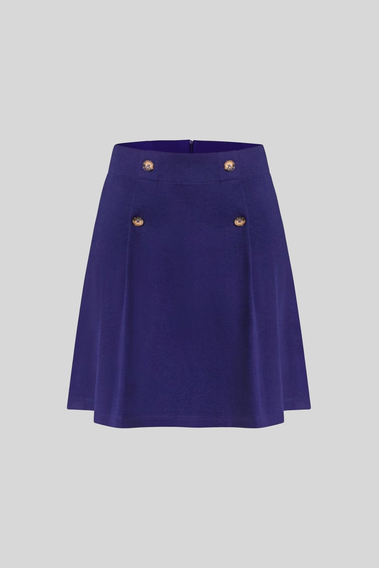 Button-Trimmed Pleated Mini Skirt