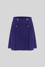Button-Trimmed Pleated Mini Skirt