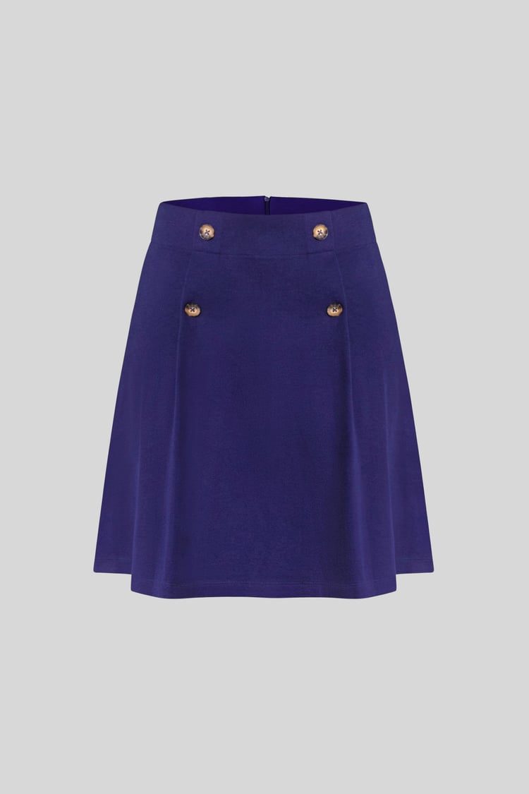 Button-Trimmed Pleated Mini Skirt