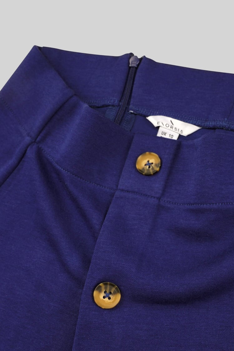 Button-Trimmed Pleated Mini Skirt