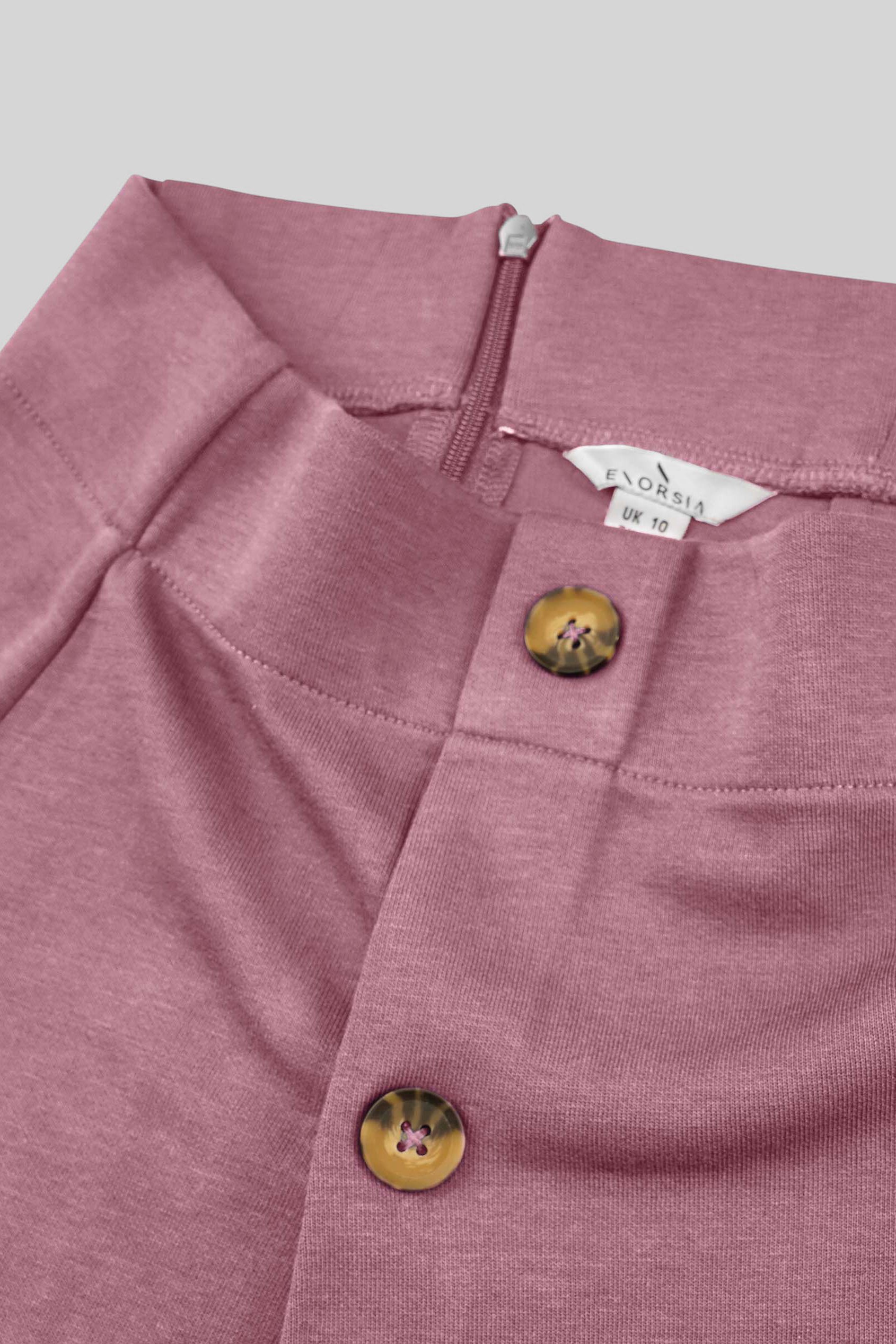 Button-Trimmed Pleated Mini Skirt