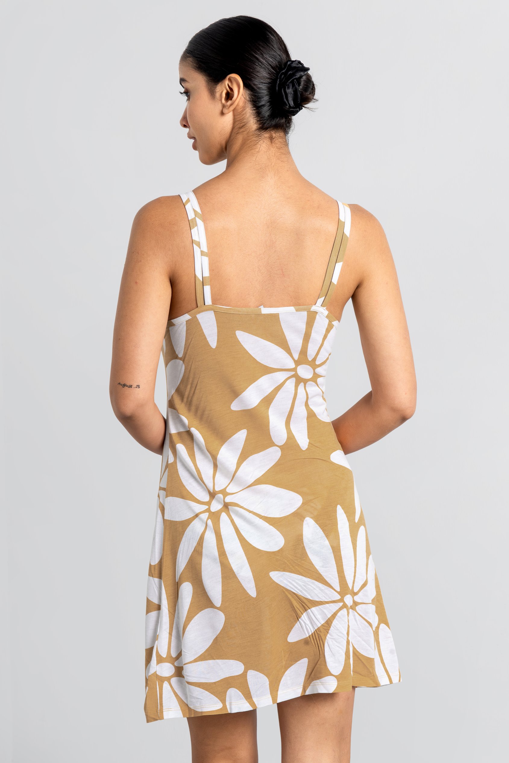 Pleated Details Double Strap Cami Dress