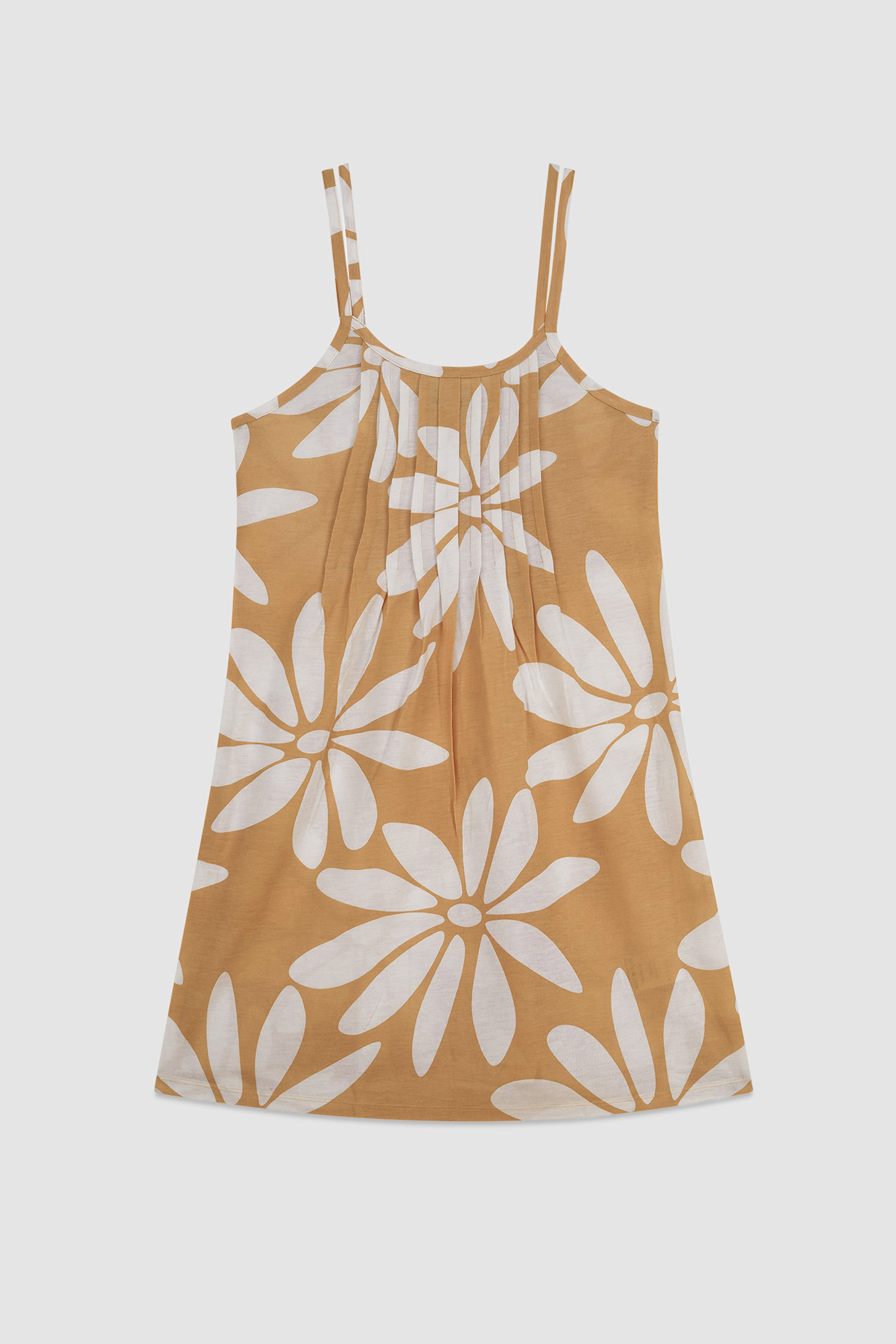 Pleated Details Double Strap Cami Dress