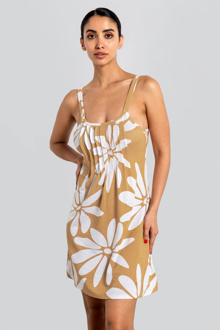 Pleated Details Double Strap Cami Dress