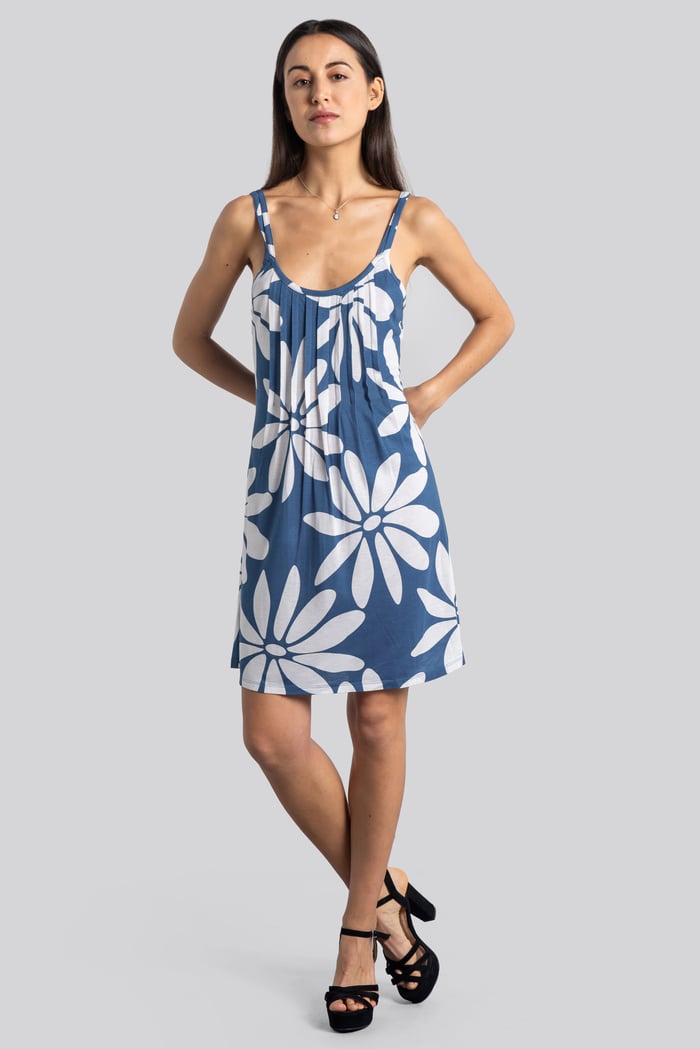 Pleated Details Double Strap Cami Dress