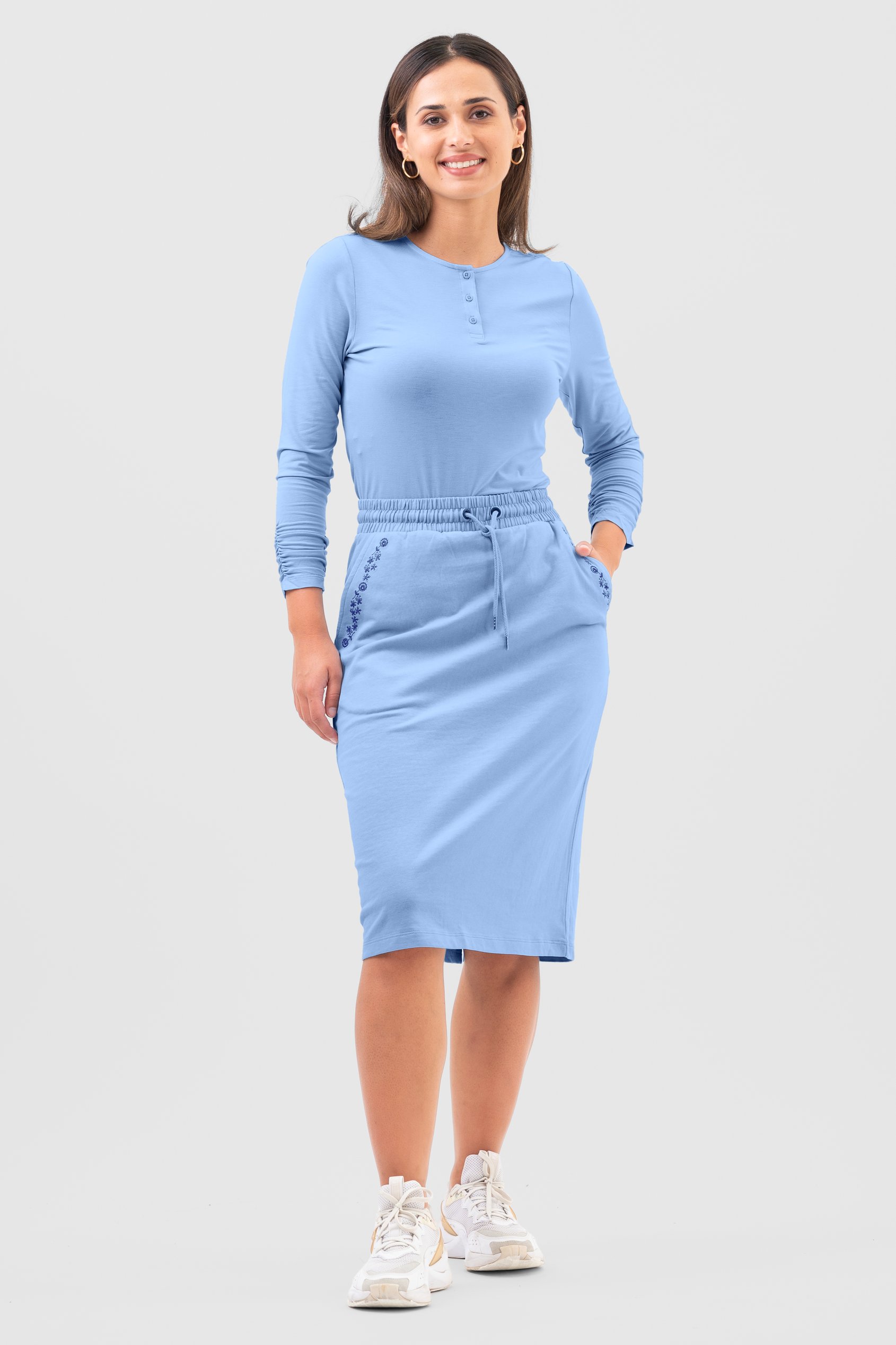 Split Back Terry Midi Skirt