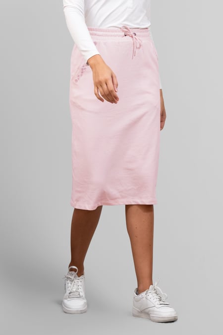 Cream Split Back Terry Midi Skirt