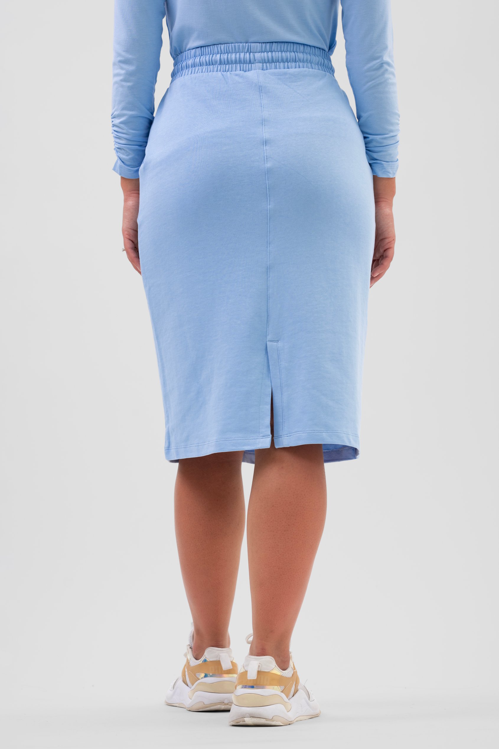 Split Back Terry Midi Skirt