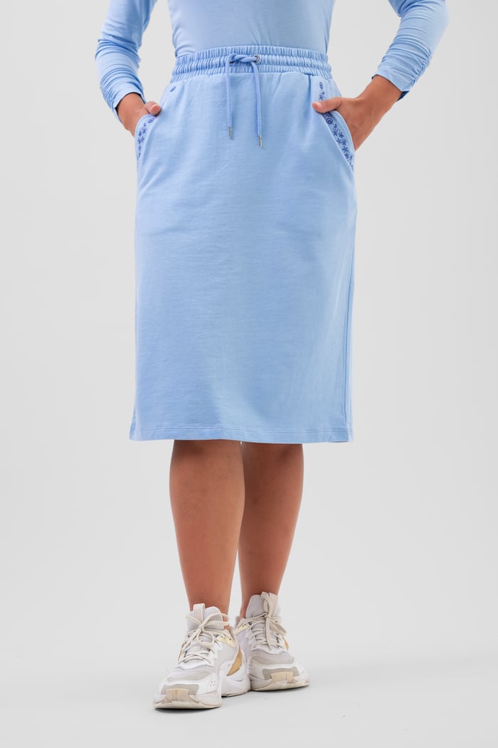 Split Back Terry Midi Skirt