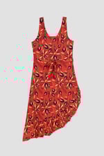 Square-Neck Ruffle Wrap Botanical Print Dress