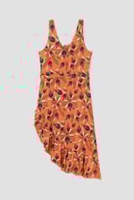 Square-Neck Ruffle Wrap Botanical Print Dress