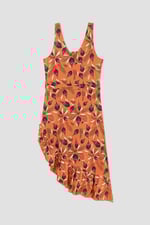 Square-Neck Ruffle Wrap Botanical Print Dress