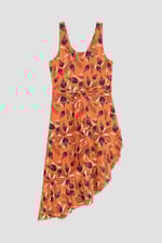 Square-Neck Ruffle Wrap Botanical Print Dress