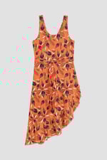 Square-Neck Ruffle Wrap Botanical Print Dress