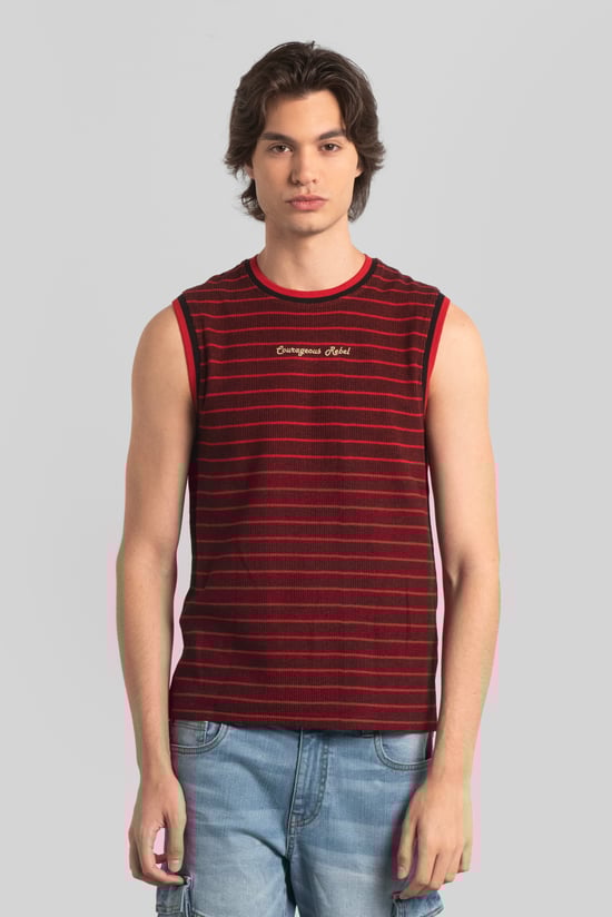 Stripe Design Rib Tank Top
